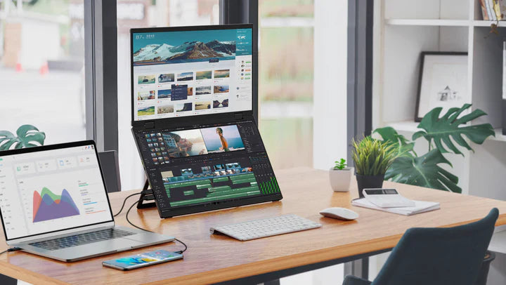 Stack Dual Screen Folding Monitors Setup